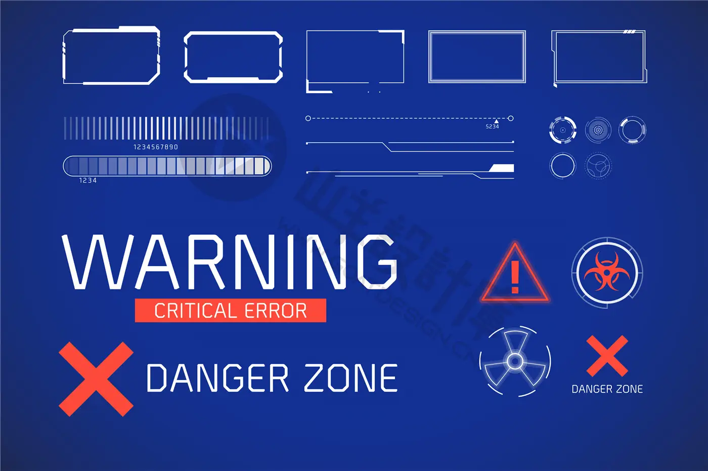 赛博朋克未来科技感HUD信息图表图形边框形状图案AI矢量设计素材