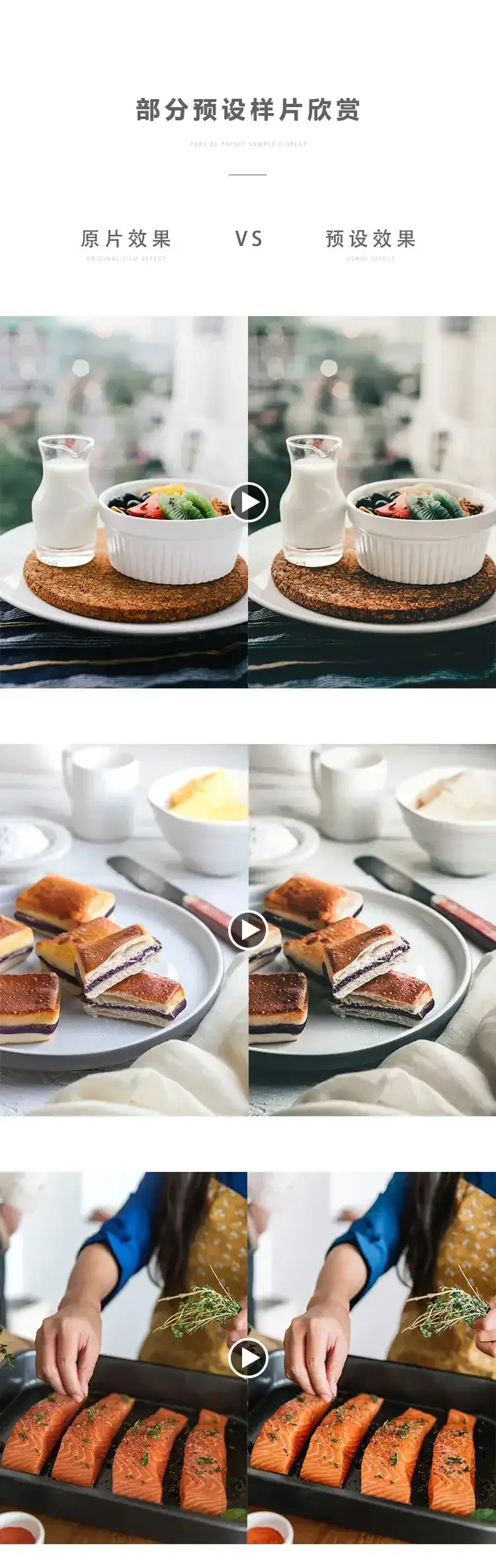 西餐美食静物预设产品摄影视频调色LR/PS/PR/LUT手机滤镜后期插件