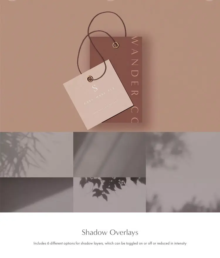 简约文艺服装衣服吊牌标签VI效果图展示PSD贴图样机PS设计素材VI