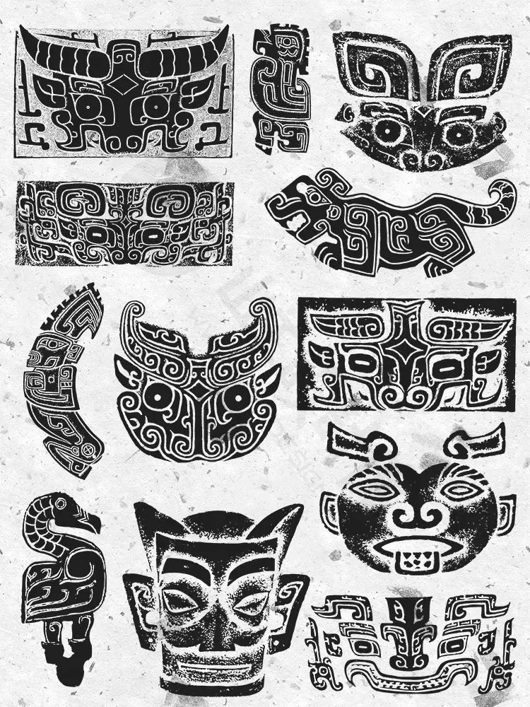 中国古代纹样图案清代明代隋唐魏晋南北朝ai矢量png图片设计素材