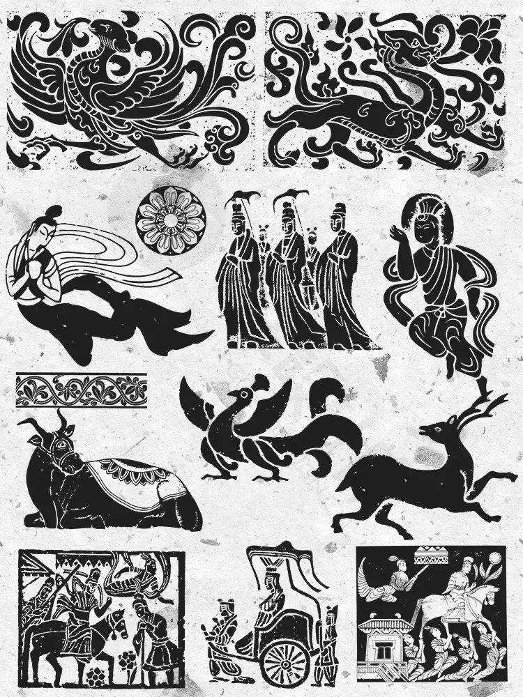 中国古代纹样图案清代明代隋唐魏晋南北朝ai矢量png图片设计素材