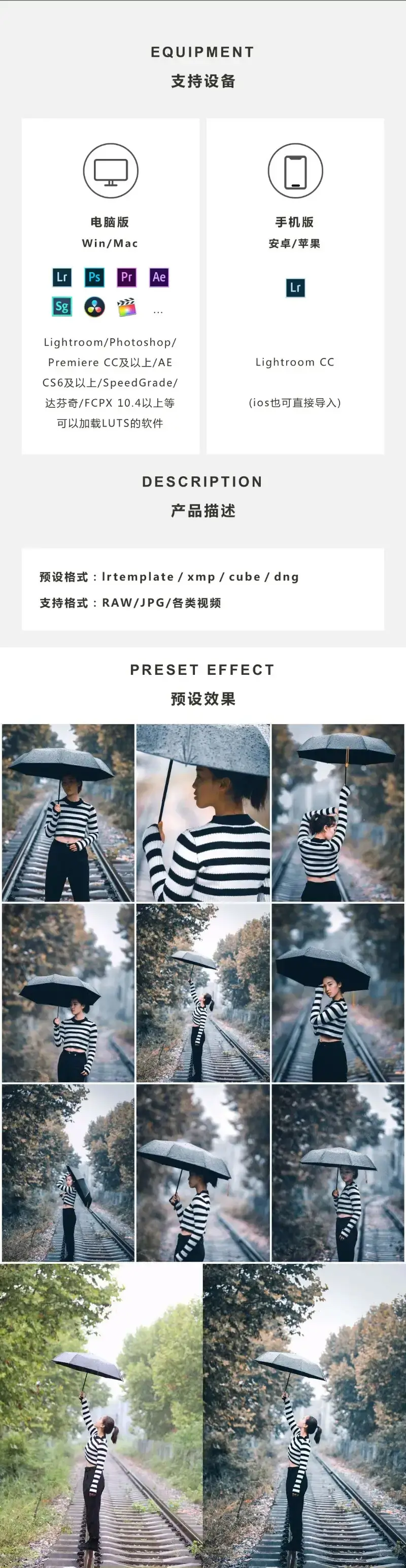 lightroom预设德系深蓝灰电影旅拍建筑预设手机人像调色lr滤镜Ps