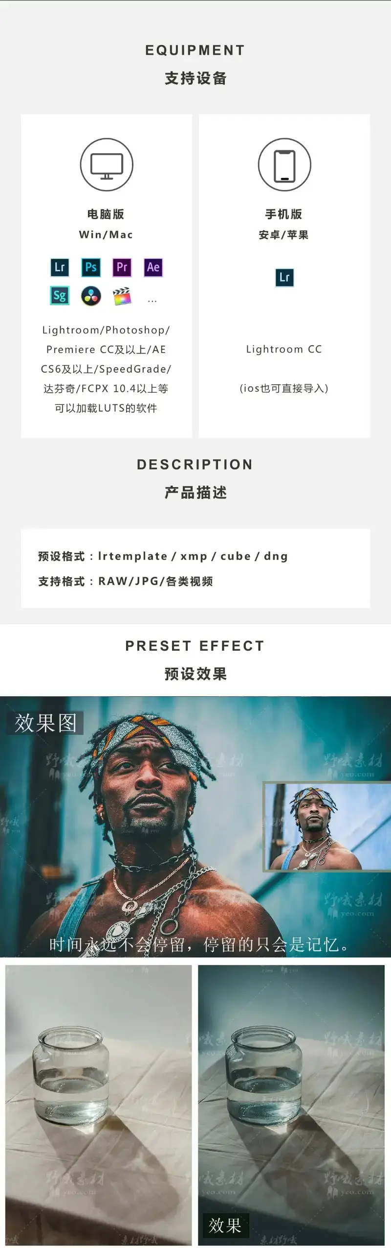 lightroom预设穆蓝电影氛围胶片复古lr人像后期调色手机lr滤镜Ps