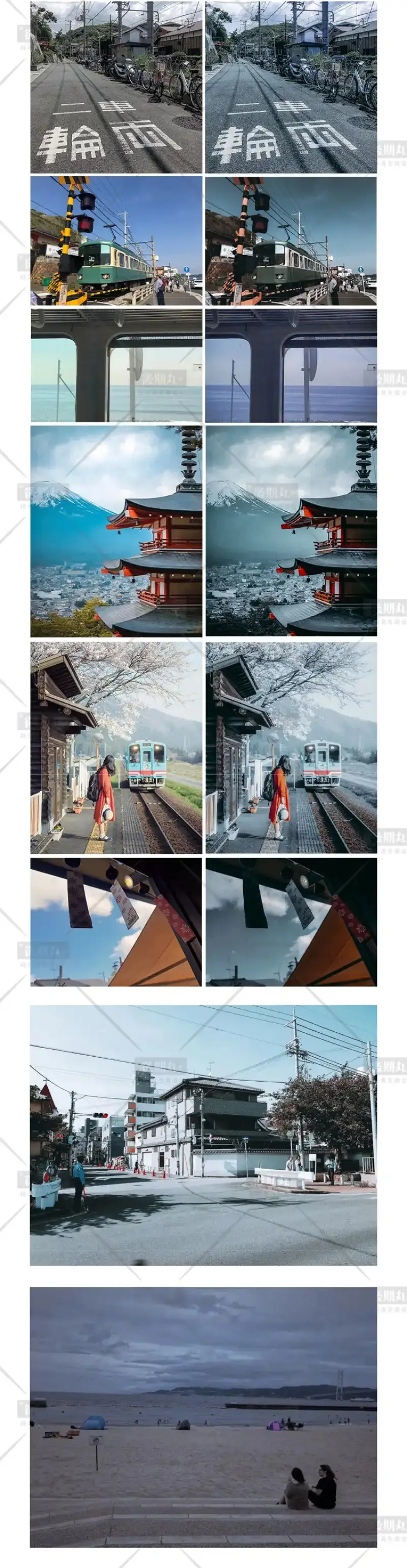 LR预设 网红日系原创雾霾蓝暗调写真PR视频lut调色手机预设PS滤镜