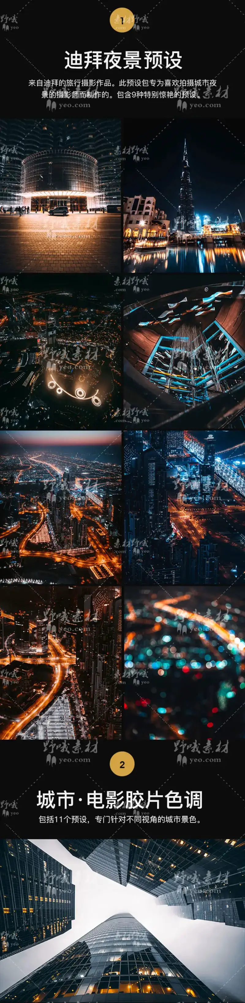 LUT预设LR工业风城市黑金街拍夜景人像PR/FCPX达芬奇AE调色PS滤镜