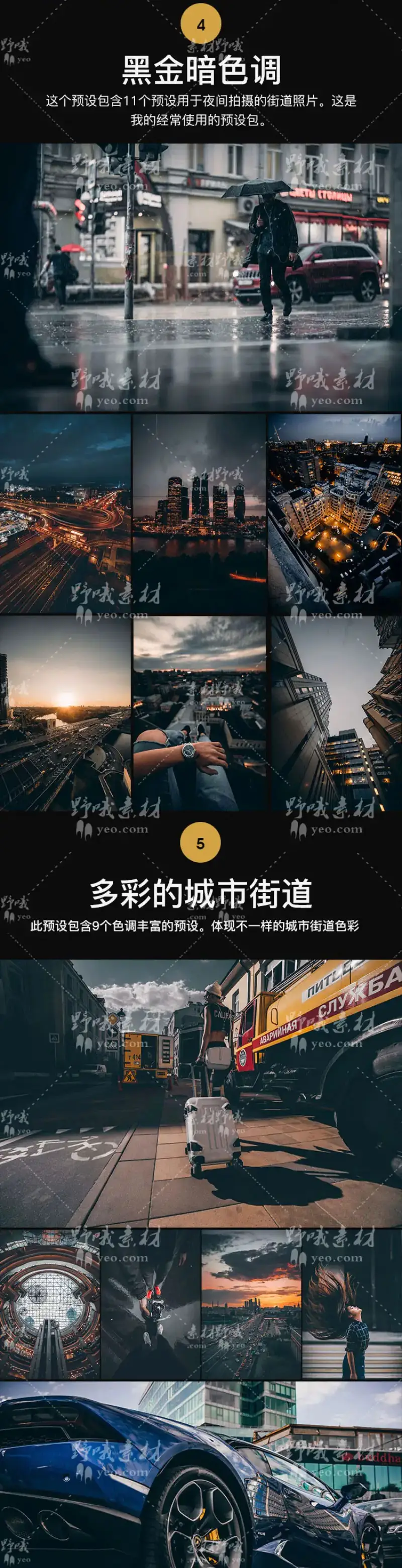 LUT预设LR工业风城市黑金街拍夜景人像PR/FCPX达芬奇AE调色PS滤镜