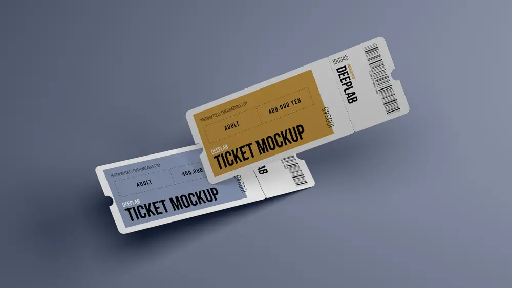 门票车票机票入场券VI效果图展示智能贴图样机PSD设计素材模板PS