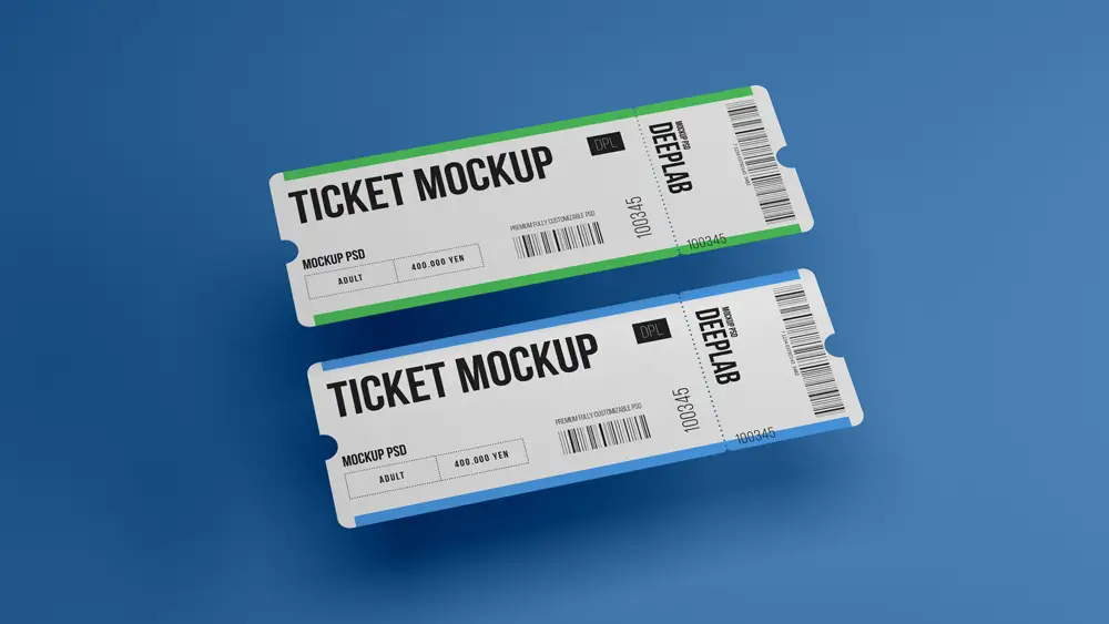 门票车票机票入场券VI效果图展示智能贴图样机PSD设计素材模板PS