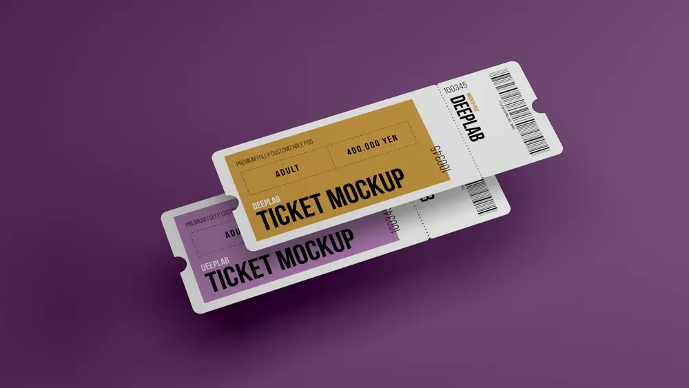 门票车票机票入场券VI效果图展示智能贴图样机PSD设计素材模板PS
