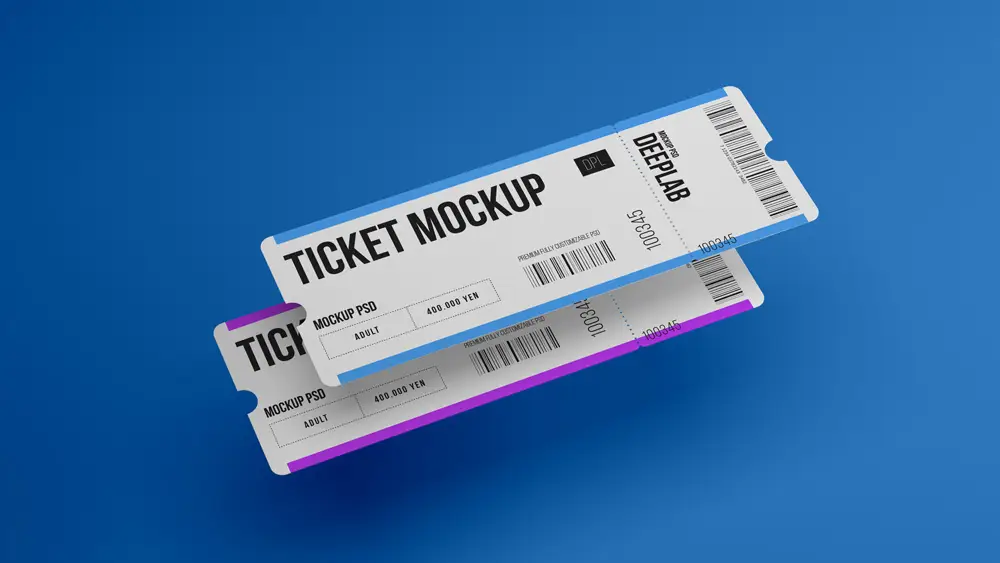 门票车票机票入场券VI效果图展示智能贴图样机PSD设计素材模板PS