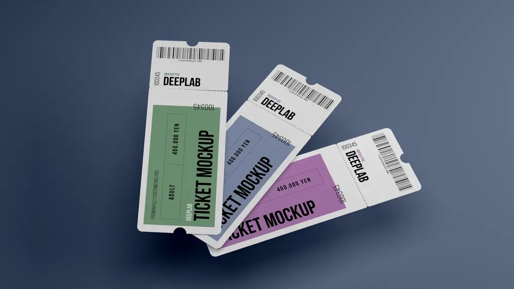 门票车票机票入场券VI效果图展示智能贴图样机PSD设计素材模板PS