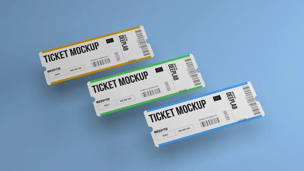 门票车票机票入场券VI效果图展示智能贴图样机PSD设计素材模板PS