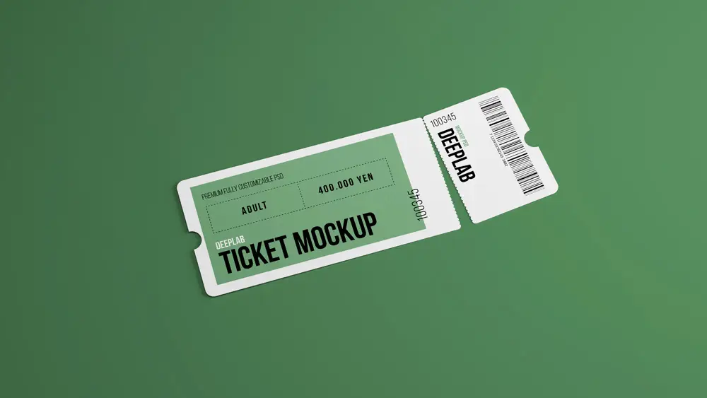 门票车票机票入场券VI效果图展示智能贴图样机PSD设计素材模板PS