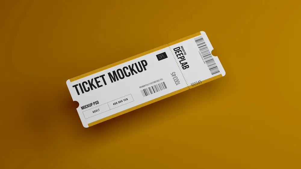 门票车票机票入场券VI效果图展示智能贴图样机PSD设计素材模板PS