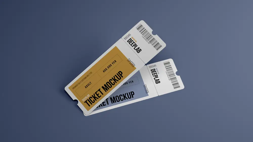 门票车票机票入场券VI效果图展示智能贴图样机PSD设计素材模板PS