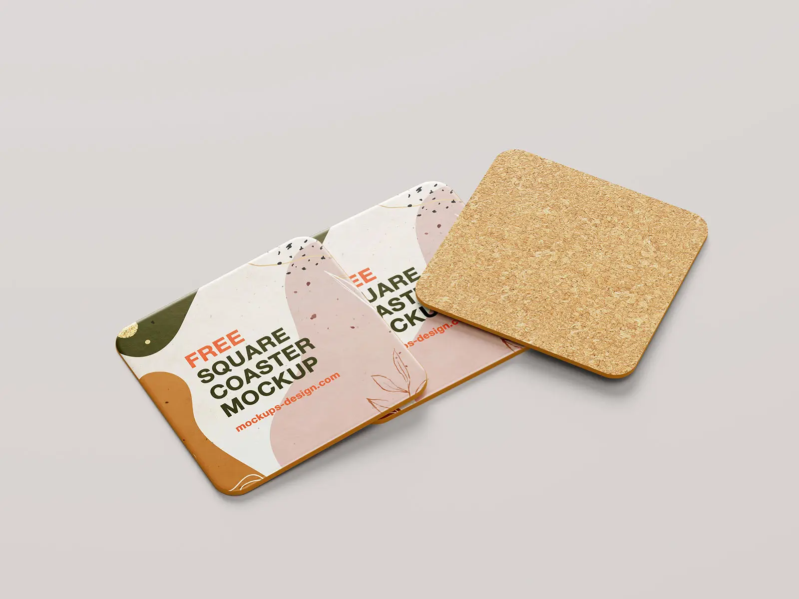 杯垫样机正方形软木杯垫文创效果图展示VI贴图样机PS设计素材PSD