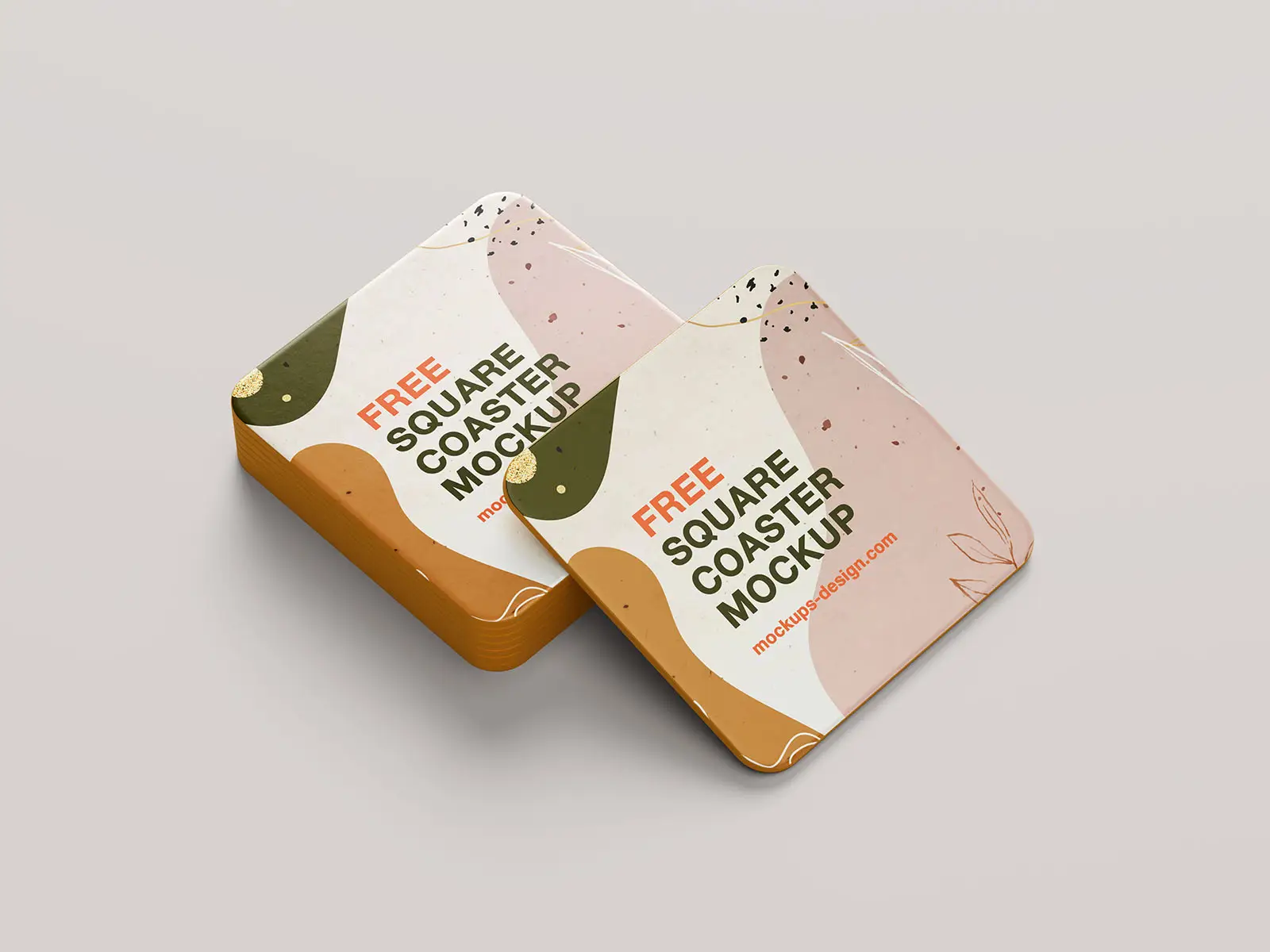 杯垫样机正方形软木杯垫文创效果图展示VI贴图样机PS设计素材PSD