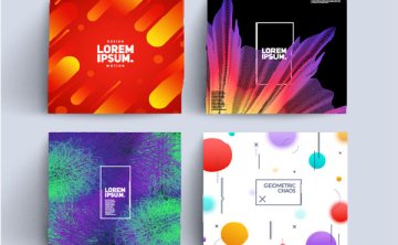 梦幻科技炫彩线条几何背景图矢量素材