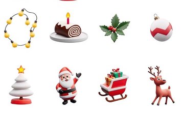 3D立体质感卡通圣诞节人物礼物icon图标