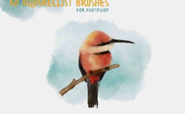 一套水墨彩色水画风格PS笔刷