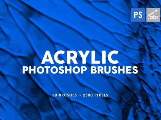 蓝丙烯酸油画颜料纹理PS笔刷