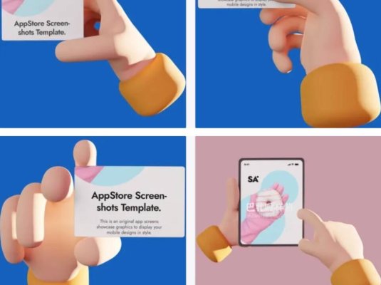 3D可爱卡通手持手机电脑样机