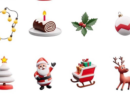 3D立体质感卡通圣诞节人物礼物icon图标