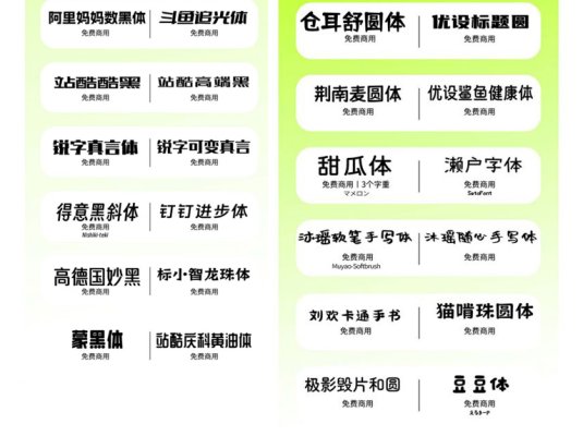 70款免费可商用字体包合集下载