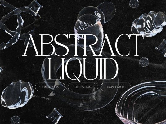 透明水晶玻璃3D液体气泡水滴抽象PNG免抠图素材