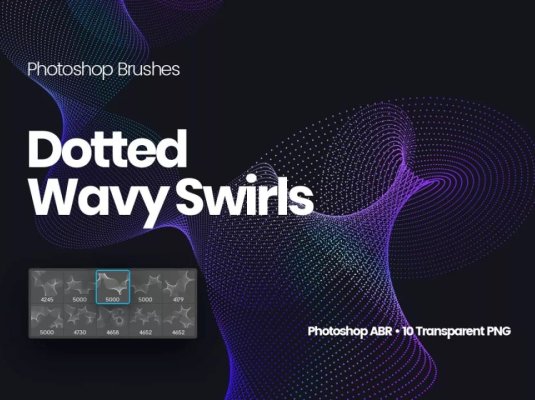 抽象梦幻线条虚线波浪漩涡PS笔刷
