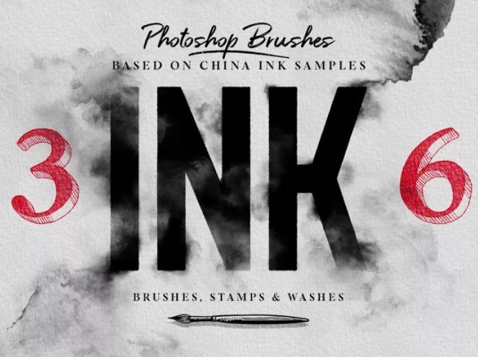 水墨毛笔墨水污渍PS笔刷