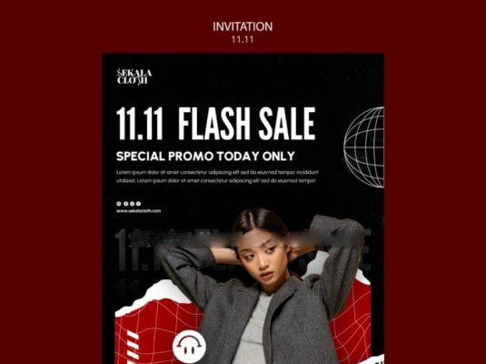 撕纸现代双11海报banner衣服服装PSD模板