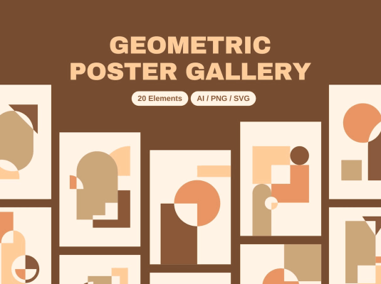 简易几何海报画廊矢量