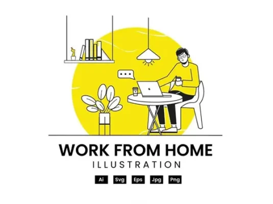 居家办公商业插图人物插画AI矢量素材