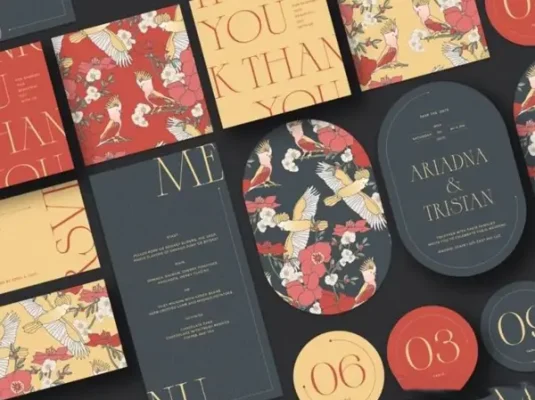 古典婚礼邀请函鸟花朵插画元素矢量