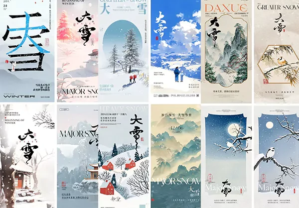 二十四节气大雪海报PSD模板合集