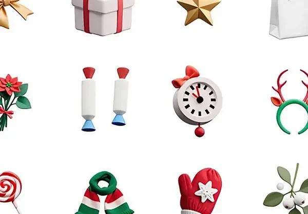 3D立体质感卡通圣诞节人物礼物icon图标