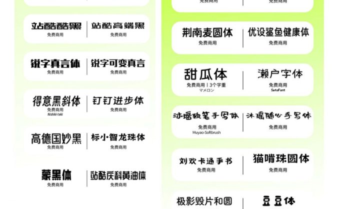 70款免费可商用字体包合集下载