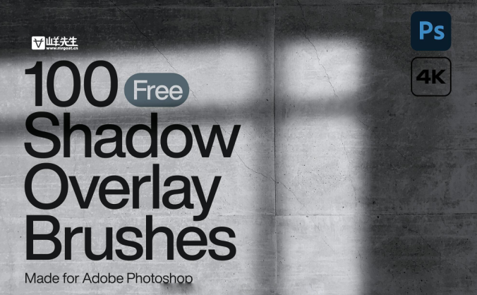 100 个阴影叠加 Photoshop 画笔