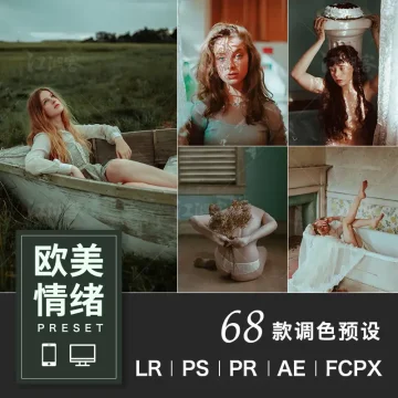 情绪胶片复古人像静物PS/LR预设手机电脑版滤镜PR/FCPX调