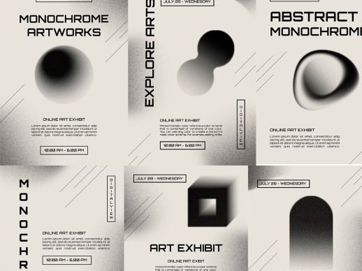 黑白艺术海报PSD模板