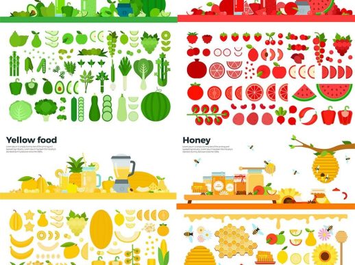 水果食材蔬菜形状AI矢量素材元素