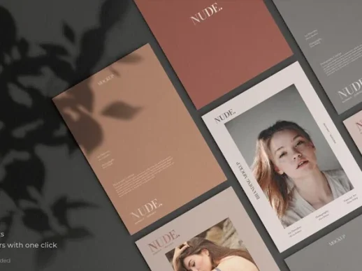 复古风阴影效果相框卡片贴图样机