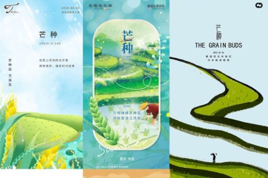 中国24节气之一芒种长海报PSD模板