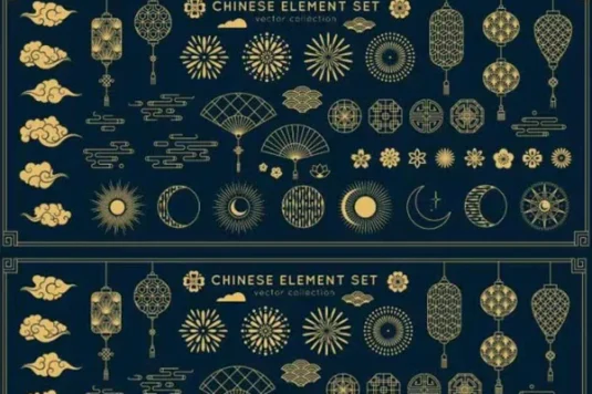 复古中式祥云边框窗户传统形状元素矢量素材