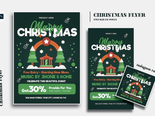 圣诞节传单PSD模板