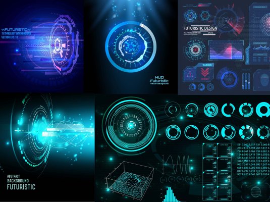 魔法阵全息未来科技界面HUD矢量图Ai源文件