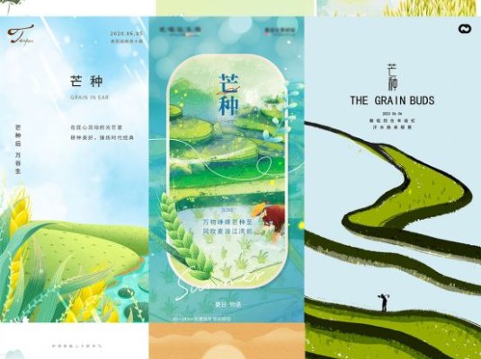 中国24节气之一芒种长海报PSD模板