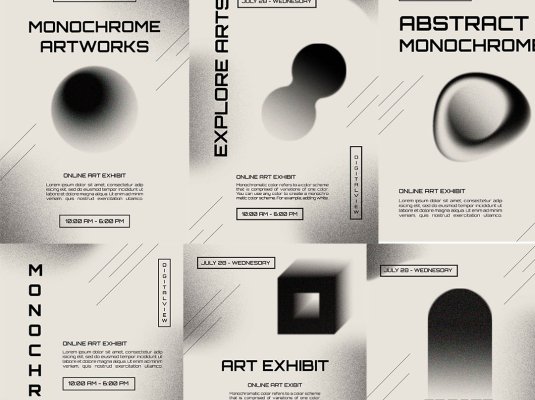 黑白艺术海报PSD模板