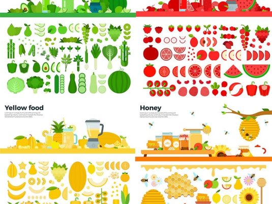 水果食材蔬菜形状AI矢量素材元素